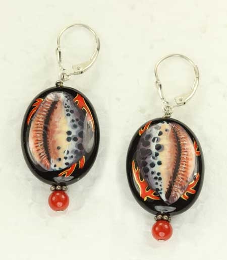 Russian Hand Painted Lever Back Earrings