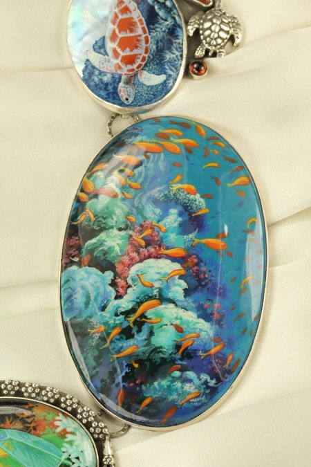 Russian Hand Painted Ocean Treasure Statement Collar