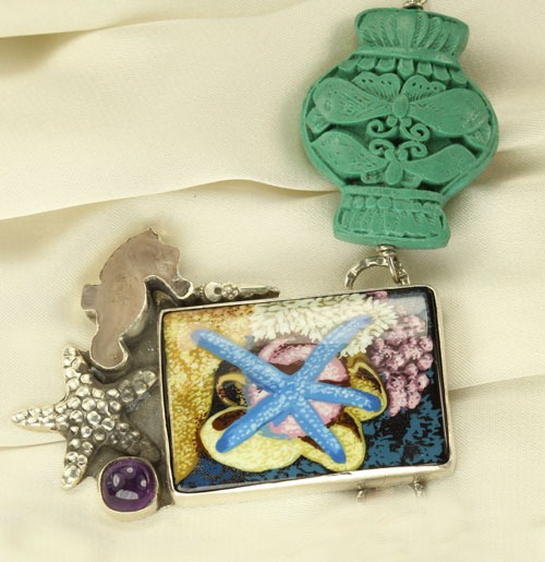 Russian Hand Painted Ocean Treasure Statement Collar
