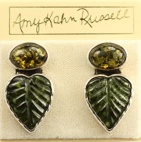 Vesuvanite & Amber Clip Earrings