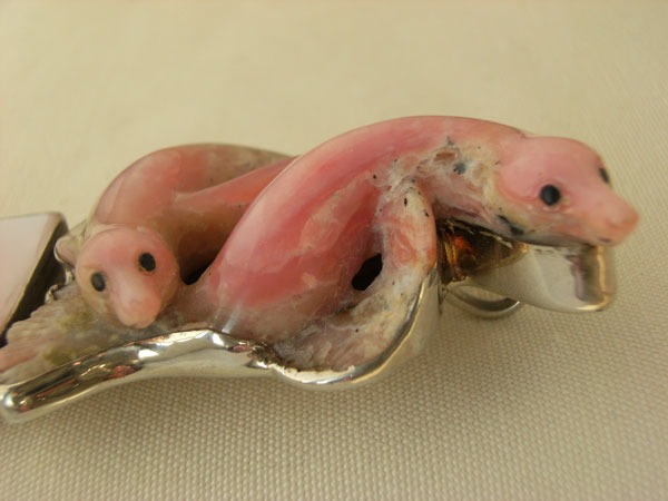 Amy Kahn Russell Carved Pink Opal Pin-Pendant