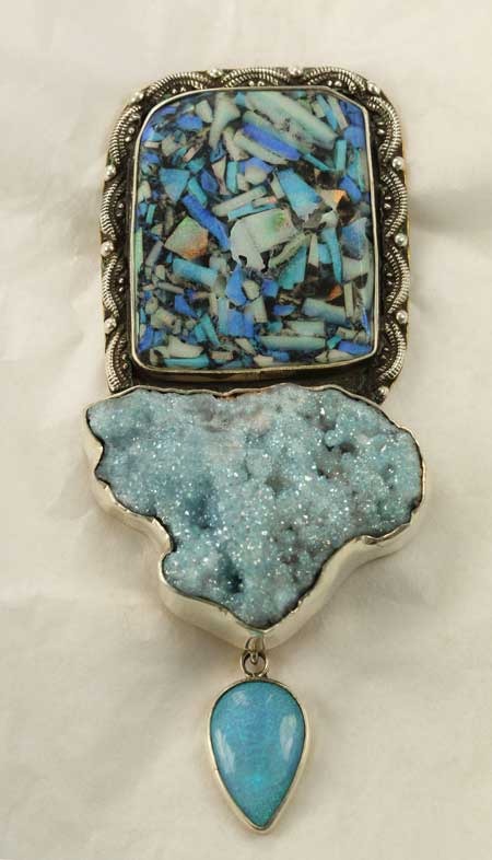 Amy Kahn Russell Opal & Aqua Aura Pin-Pendant