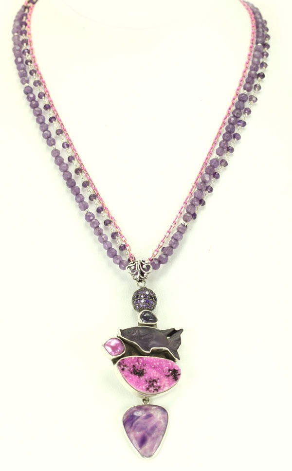 Amethyst & Cobalto Calcite  Necklace