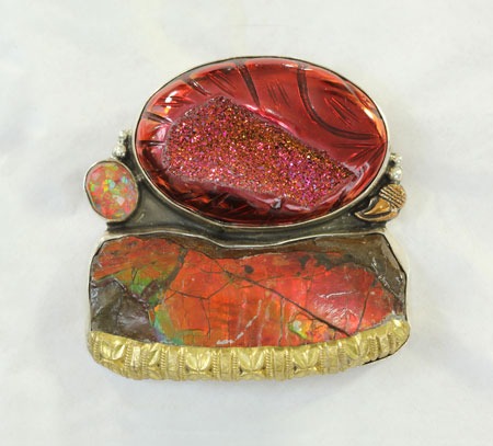 Ammolite & Drusy Pin-Pendant