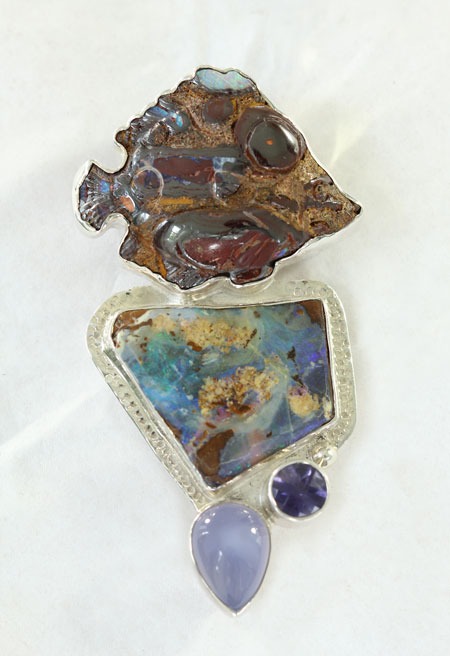 Boulder Opal Fish Pin-Pendant