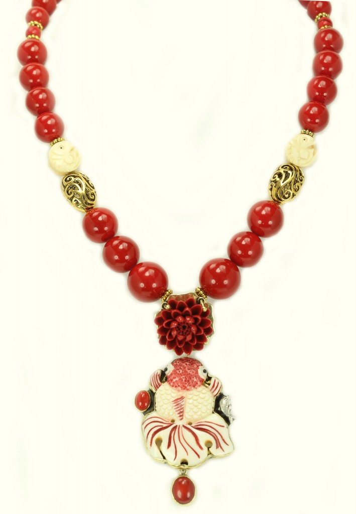 Carved Bone Fish Necklace