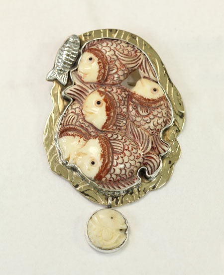 Carved Bone Fish Pin-Pendant