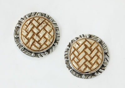 Carved Bone Post Earrings