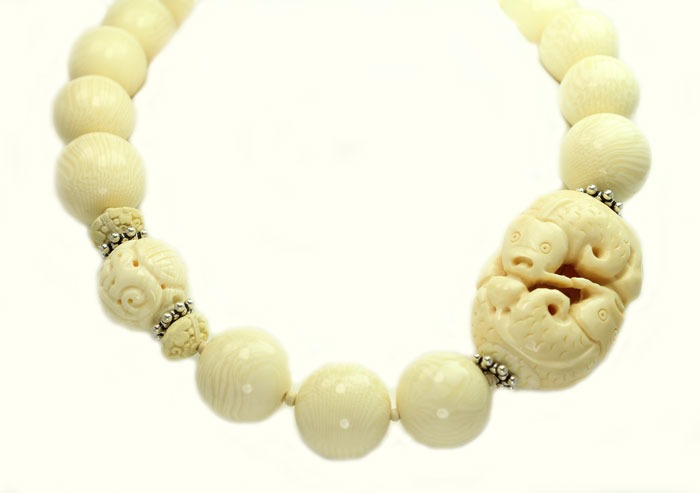Carved Bone Statement Necklace