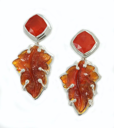 Carved Carnelian Post Earrings