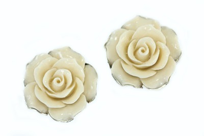 Carved Flower Clip Earrings