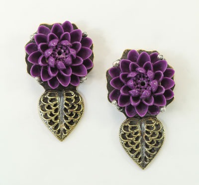 Carved Flower Post Earrings