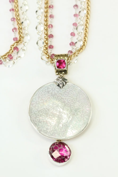 Carved Mother of Pearl Pendant Necklace