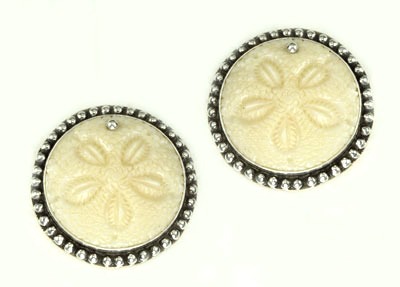 Large Carved Bone Sand Dollar Earrings