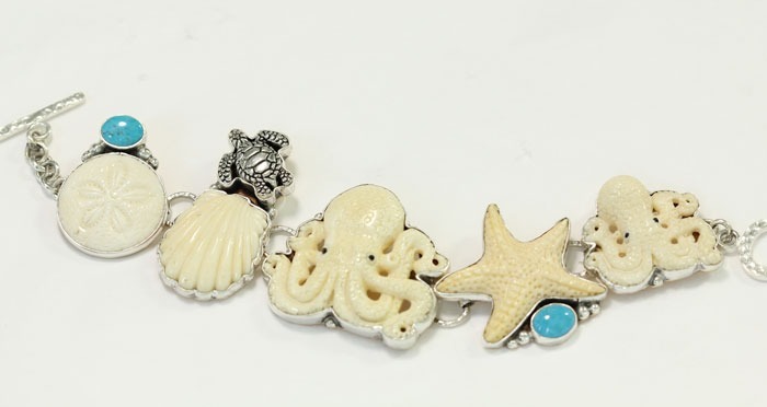 Large Carved Bone Sand Dollar Earrings