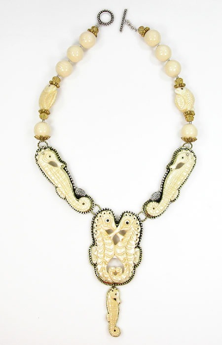 Carved Double Seahorse Statement Collar
