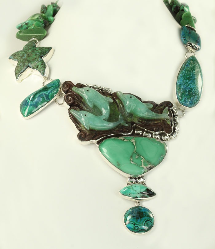 Chrysoprase Dolphin Statement Collar