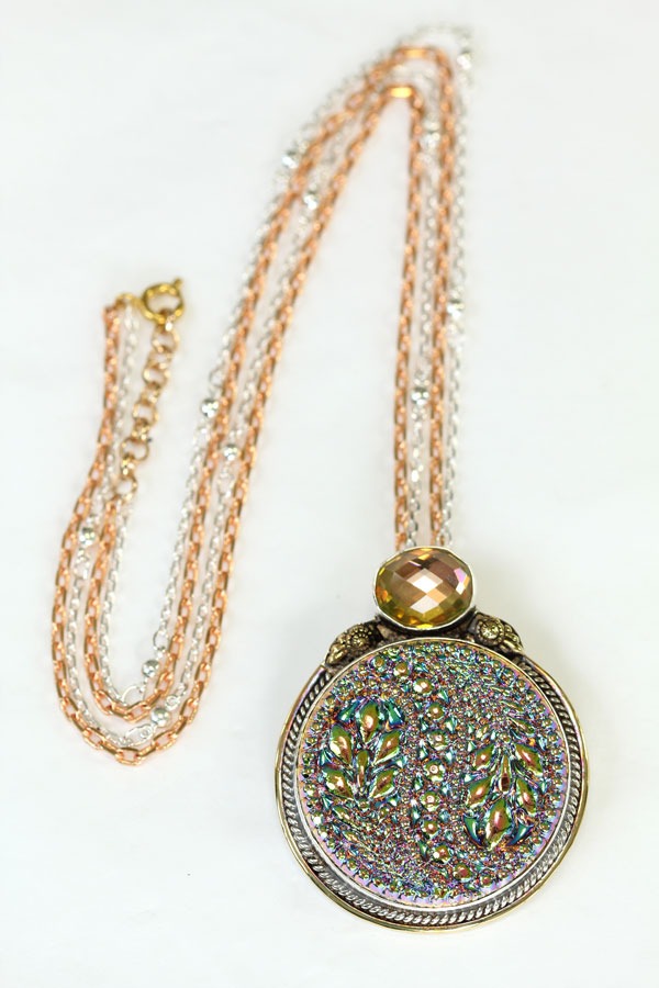 Czech Glass Button Pendant Necklace
