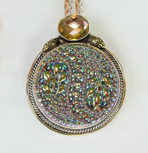 Czech Glass Button Pendant Necklace