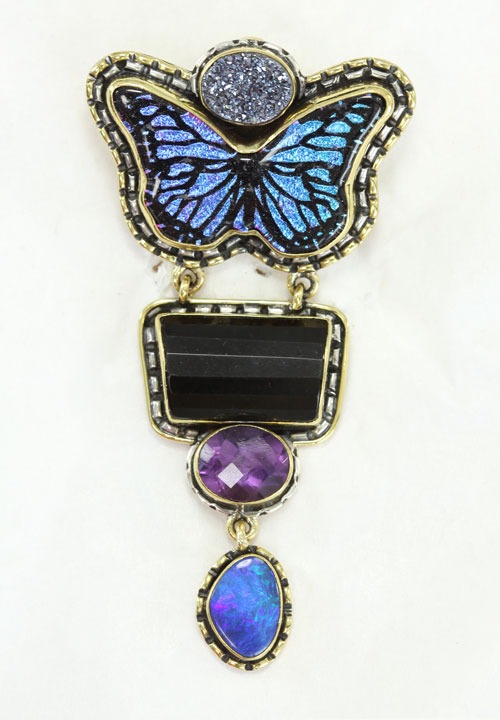 Dichroic Glass Butterfly Pin-Pendant