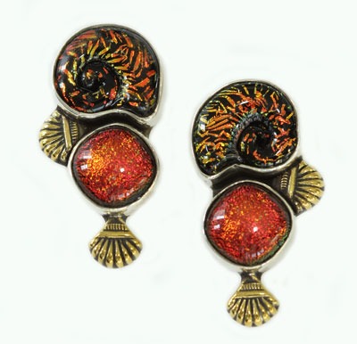 Dichroic Glass Shell Post Earrings