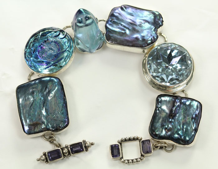 Fresh Water Pearl & Aura Crystal Bracelet