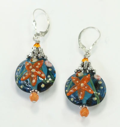 Hand Made Glass Starfish Earrings