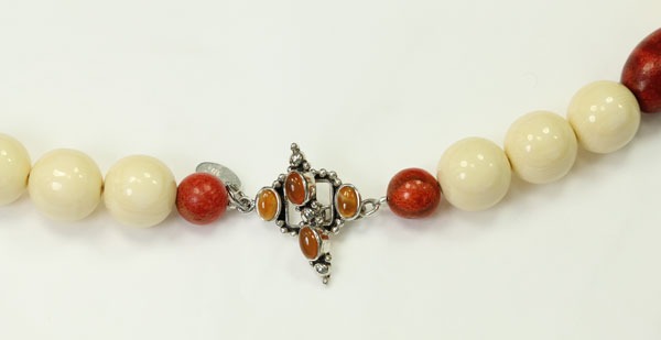 Large Bone & Coral Statement Necklace