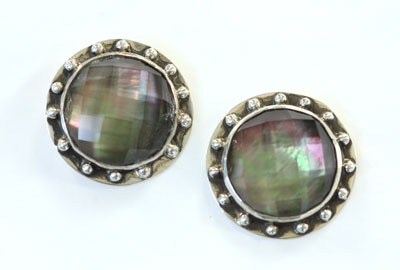 Mother of Pearl with Quartz Post Earrings