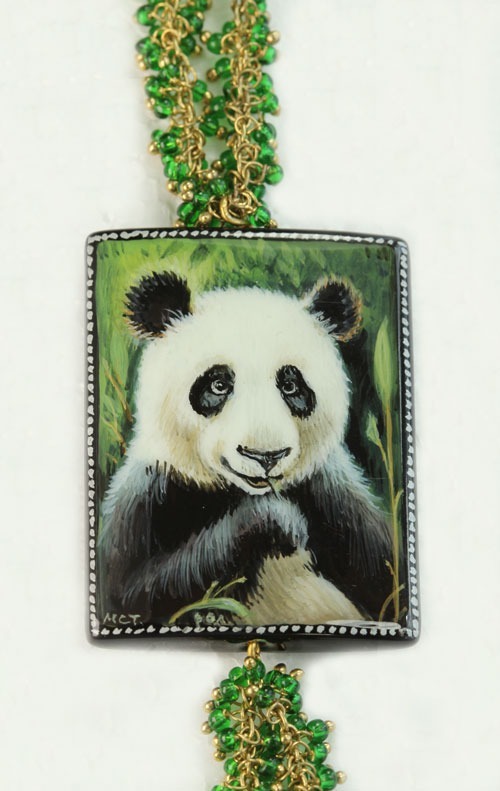 Hand Painted Panda Bear Necklace