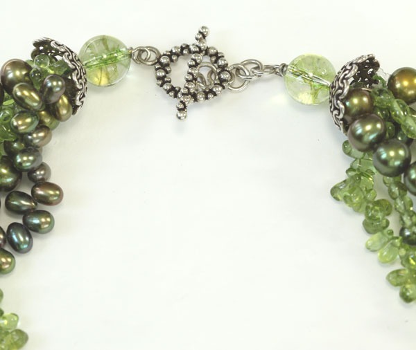 Peridot & Fresh Water Pearl Multistrand Necklace