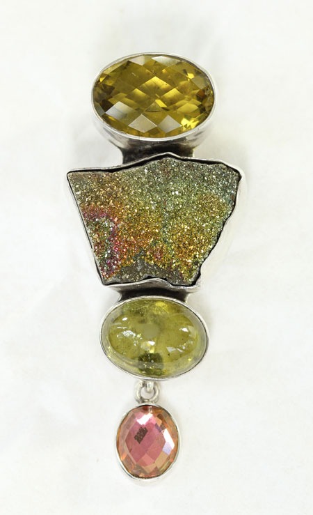 Rainbow Pyrite Drusy Pin-Pendant