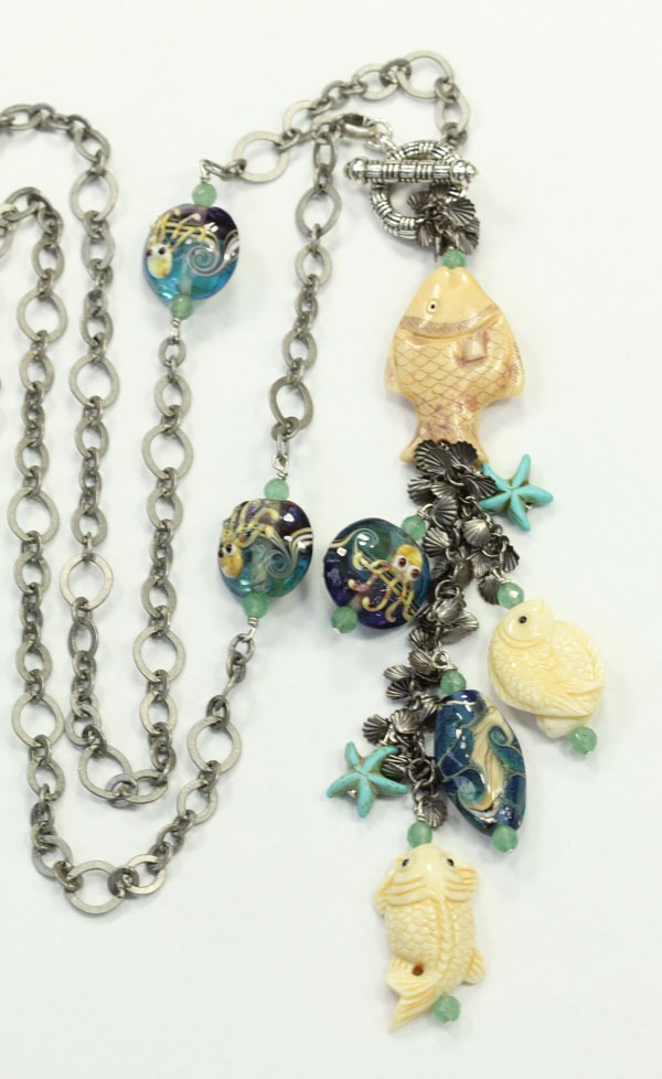 Sea Life with Fish & Octopus Long Necklace