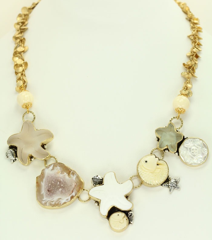 Starfish Necklace with Geode