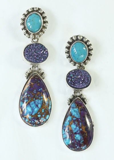 Turquoise Matrix Post Earrings