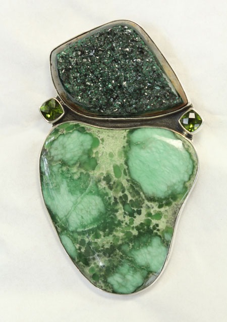 Variscite Turquoise & Malachite Pin-Pendant