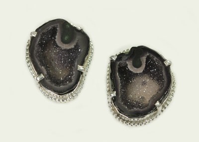 Very Dark Geode Clip Earrings