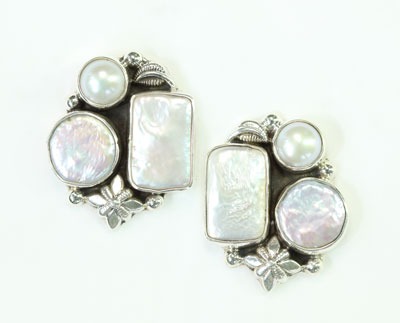 White Fresh Water Pearl Post Earrings