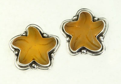 Yellow Sea Glass & Gold Enamel Stretch Bracelet