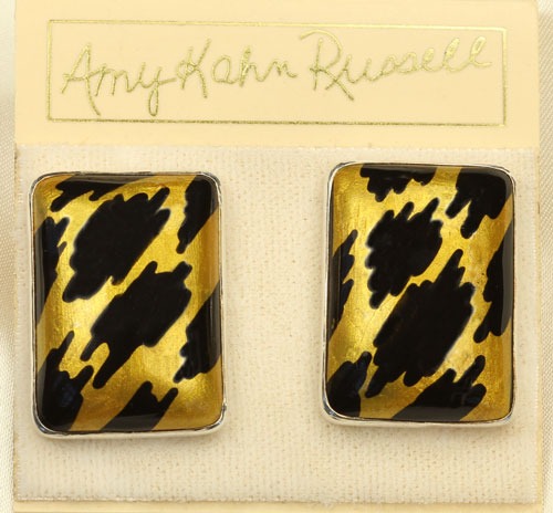 Black & Gold Hand Painted Post Earrings