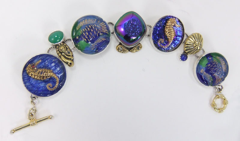 Czech Glass Sea Life Button Bracelet