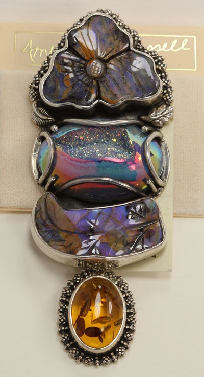 Boulder Opal Flower Pin-Pendant