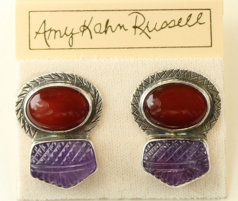 Carnelian & Amethyst Post Earrings
