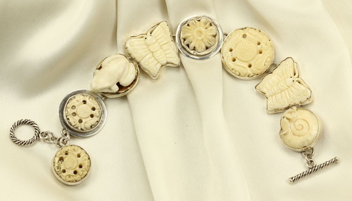 Carved Bone Butterfly Bracelet