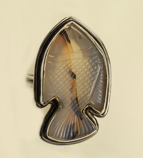 Carved Botswana Agate Ring