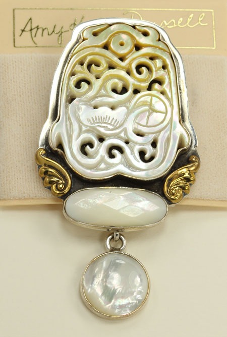 Carved Mother of Pearl Pin-Pendant
