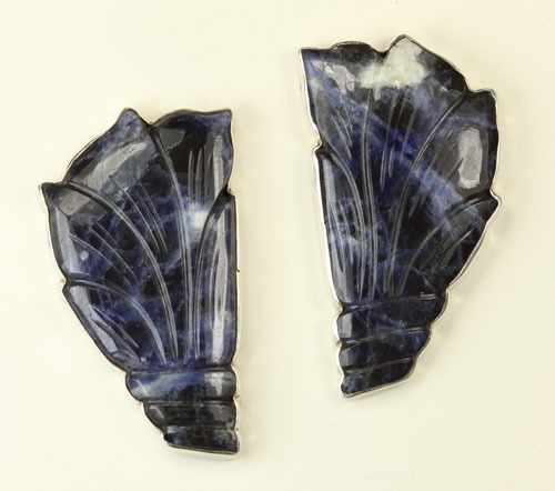 Carved Sodalite Post earrings 