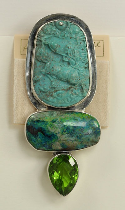 Carved Turquoise Pin-Pendant
