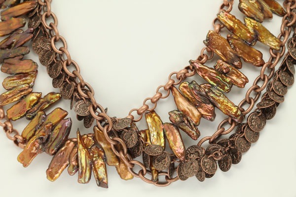 Copper Pearl Multi-Strand Necklace