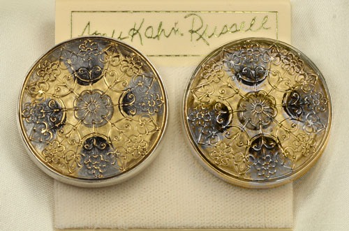Czech Glass Button Clip Earrings